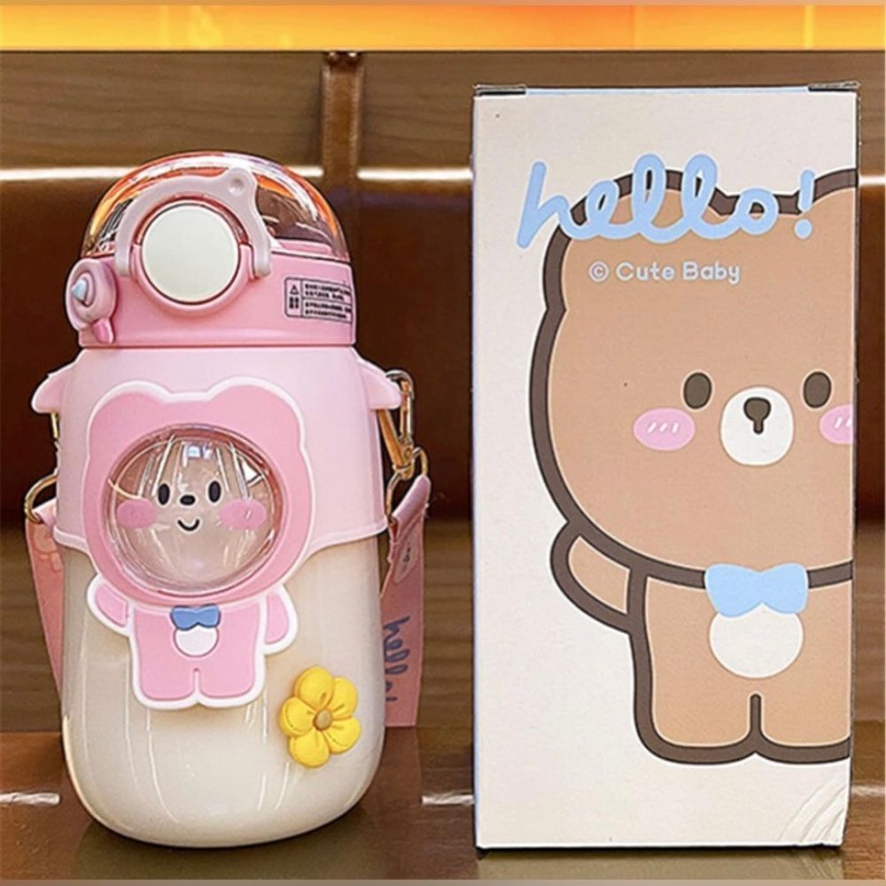 Adorable Bear(plastic )Water Bottle with Carry Strap